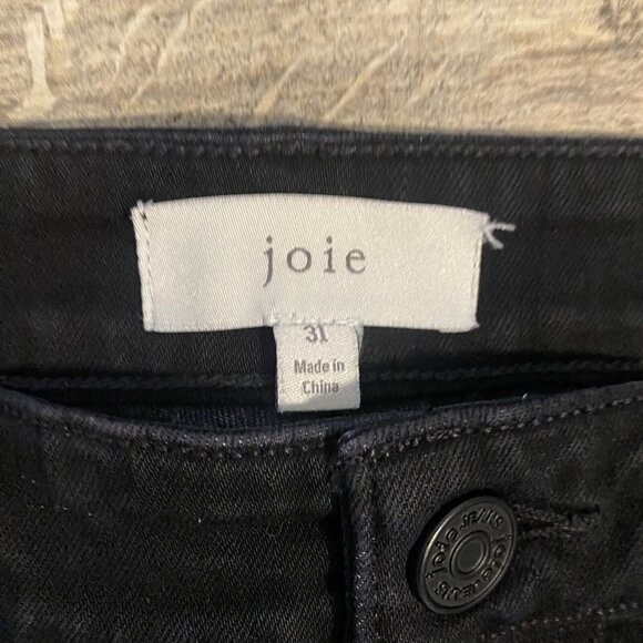 Joie Women's Size 31 Tiesa Button Cuff Step Hem Crop Black Mid Rise Jeans - Picture 3 of 10